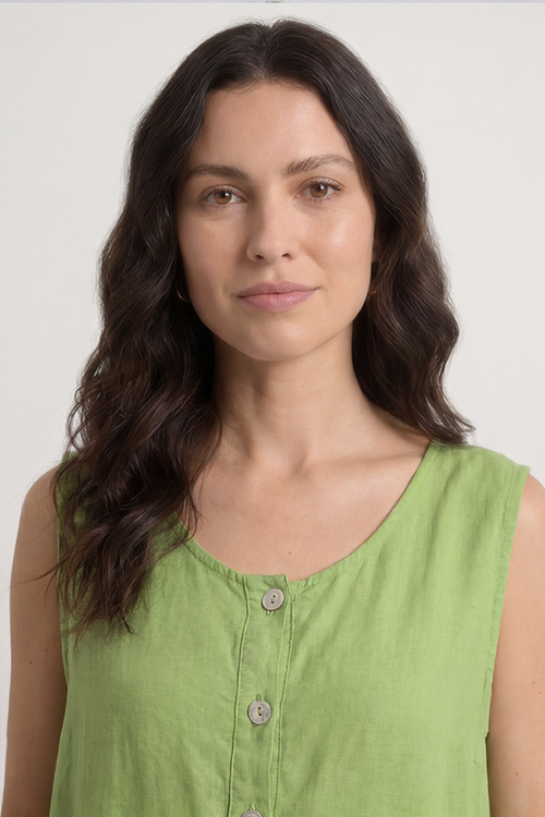 Margot Sleeveless Linen Jumpsuit Green - Image 2