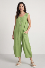 Margot Sleeveless Linen Jumpsuit Green Green - Margot Sleeveless Linen Jumpsuit Green