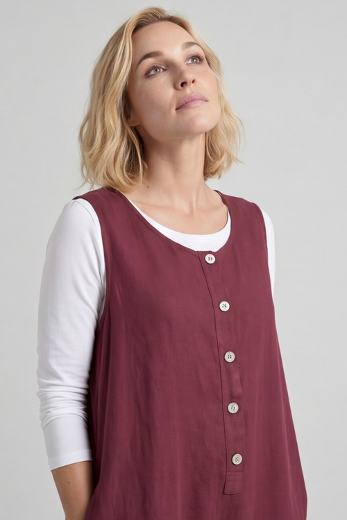 Margot Sleeveless Linen Jumpsuit Wine - Image 3