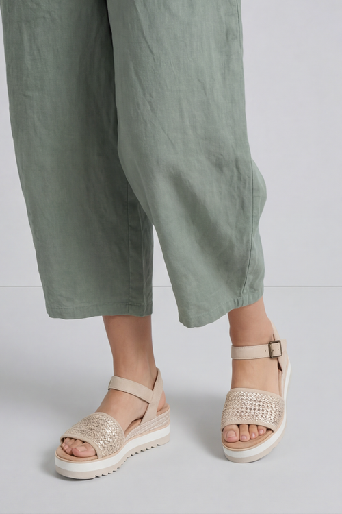 Margot Sleeveless Linen Jumpsuit Khaki - Image 4