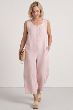 Margot Sleeveless Linen Jumpsuit Pink