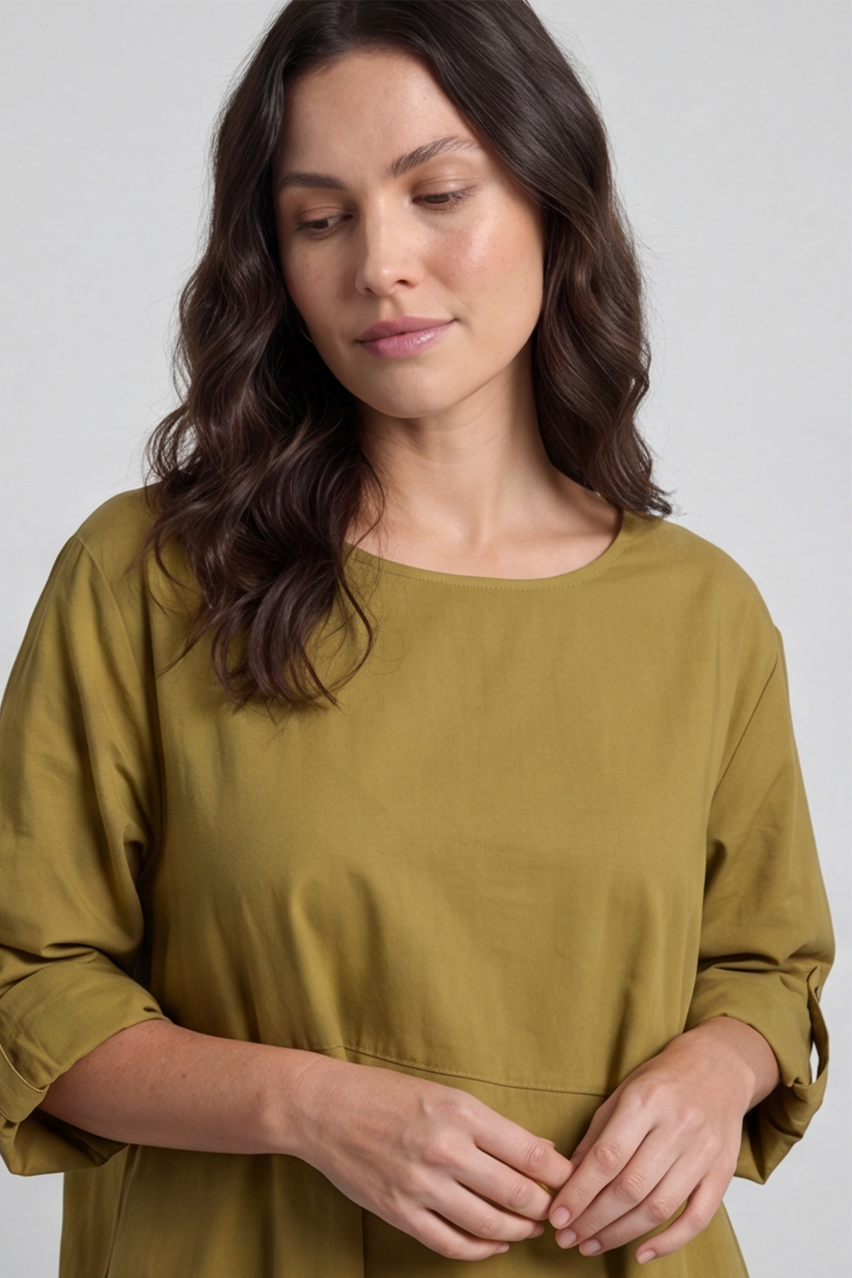Melany Pocket Cotton Dress Moss