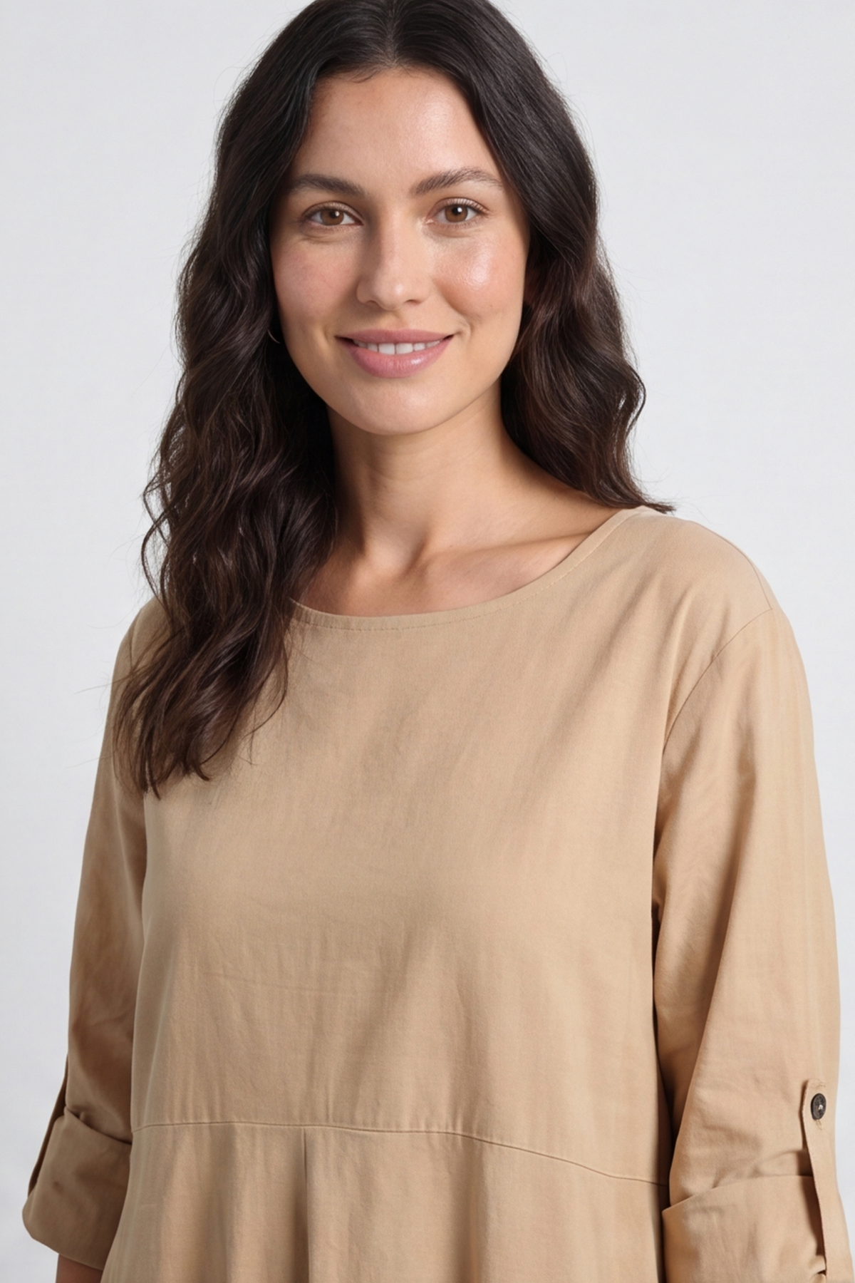 Melany Pocket Cotton Dress Camel