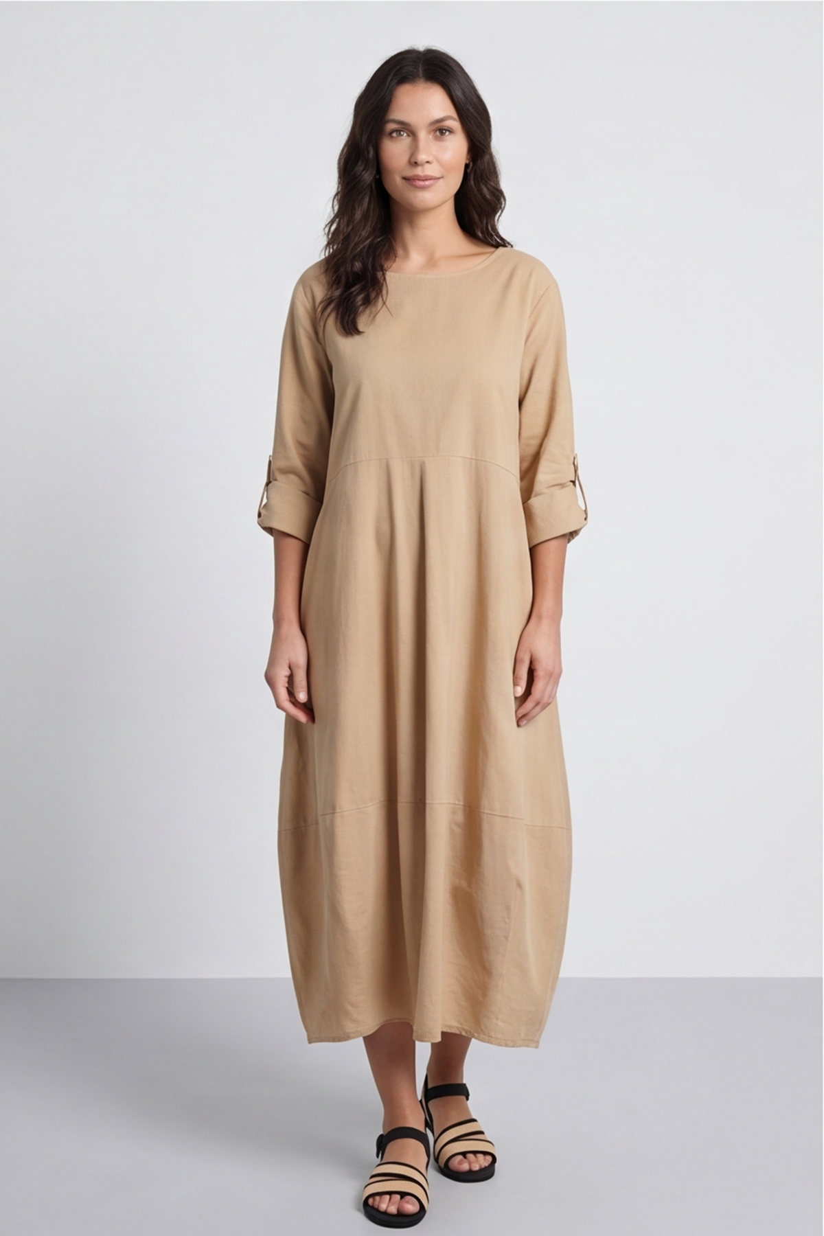 Melany Pocket Cotton Dress Camel