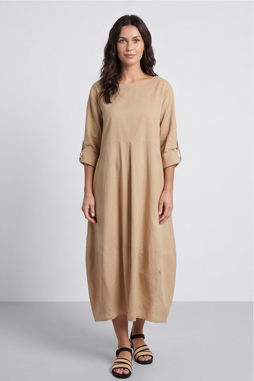 Melany Pocket Cotton Dress Camel - Image 5