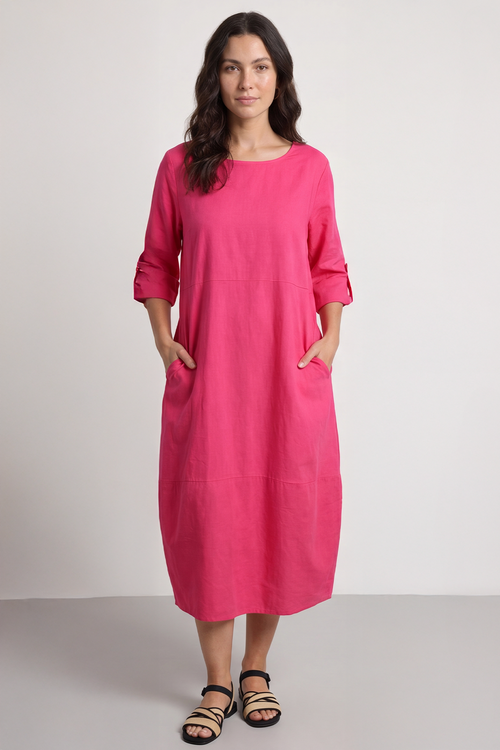 Melany Pocket Cotton Dress Fuchsia - Image 2