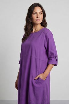 Melany Pocket Cotton Dress Purple