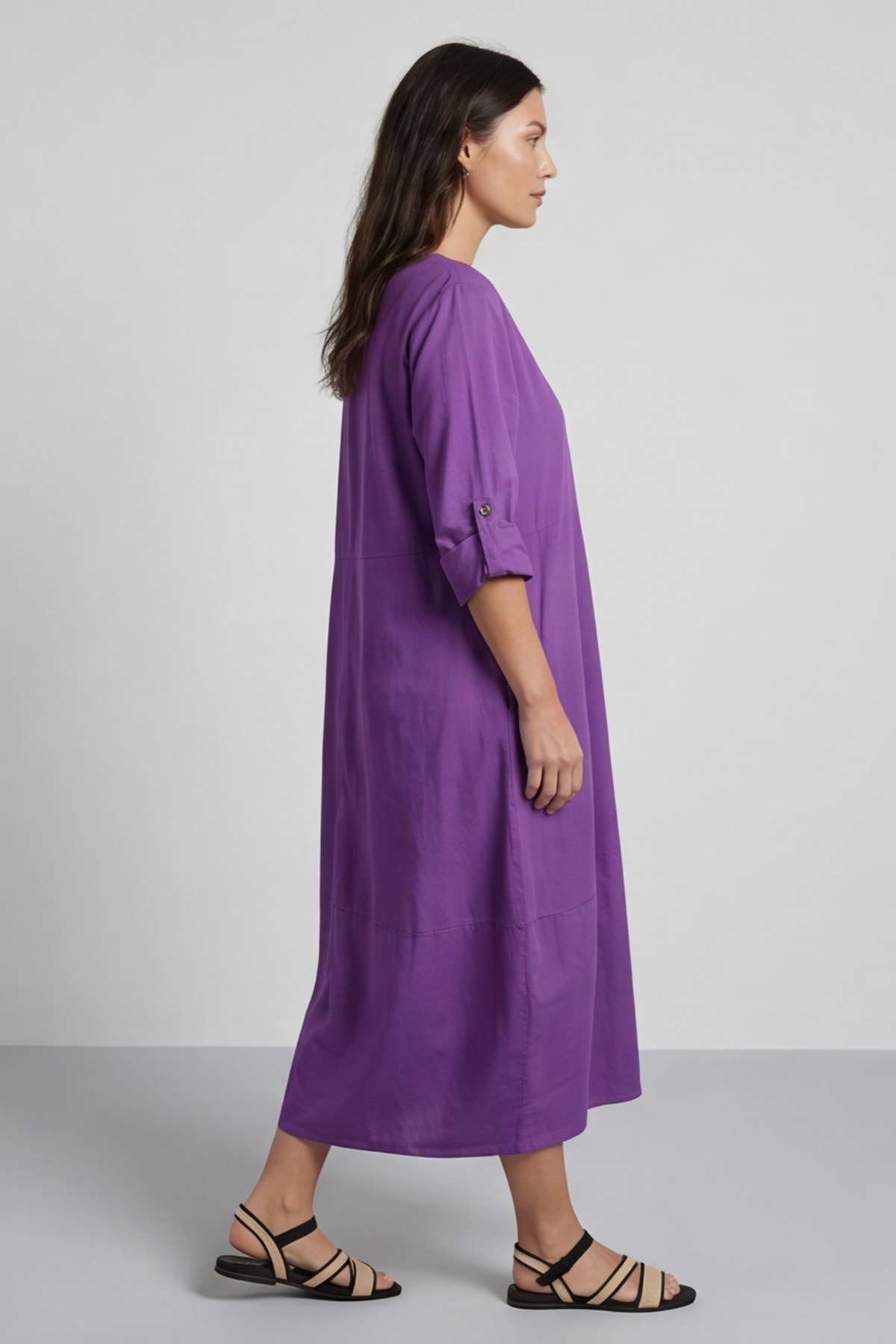 Melany Pocket Cotton Dress Purple