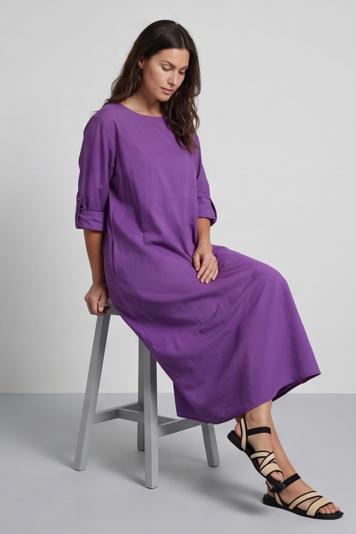 Melany Pocket Cotton Dress Purple