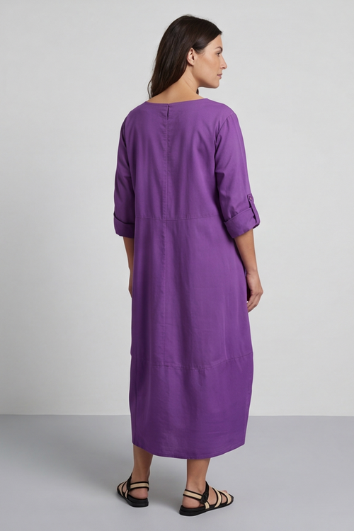 Melany Pocket Cotton Dress Purple - Image 5