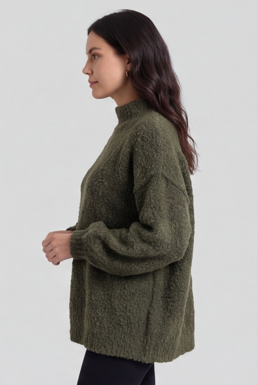 Melesina Boucle Jumper Khaki - Image 2
