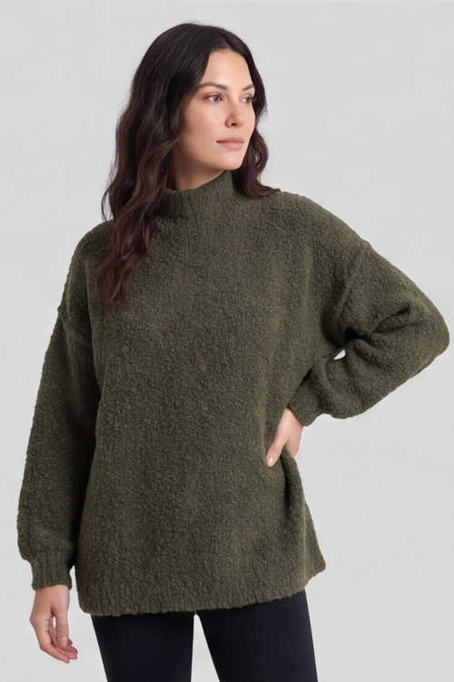 Melesina Boucle Jumper Khaki - Image 1