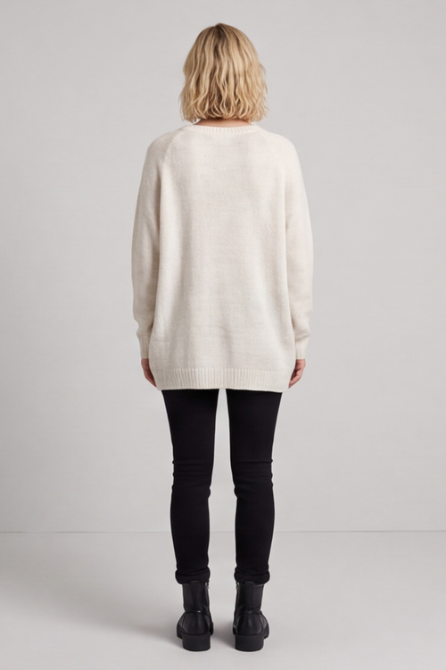 Melinda Bow Knitted Jumper Stone - Image 6