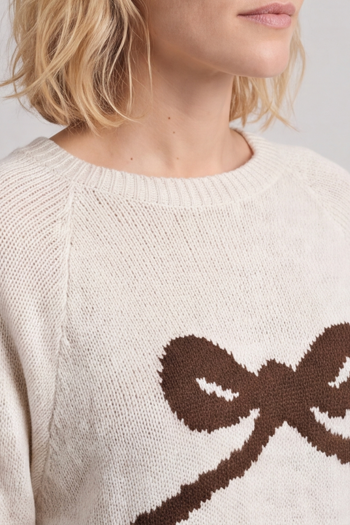 Melinda Bow Knitted Jumper Stone