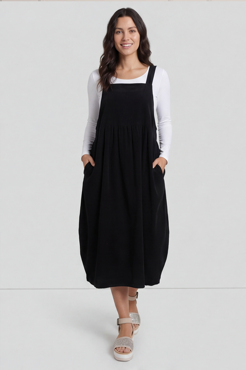 Meredith Needlecord Pinafore Black - Image 2