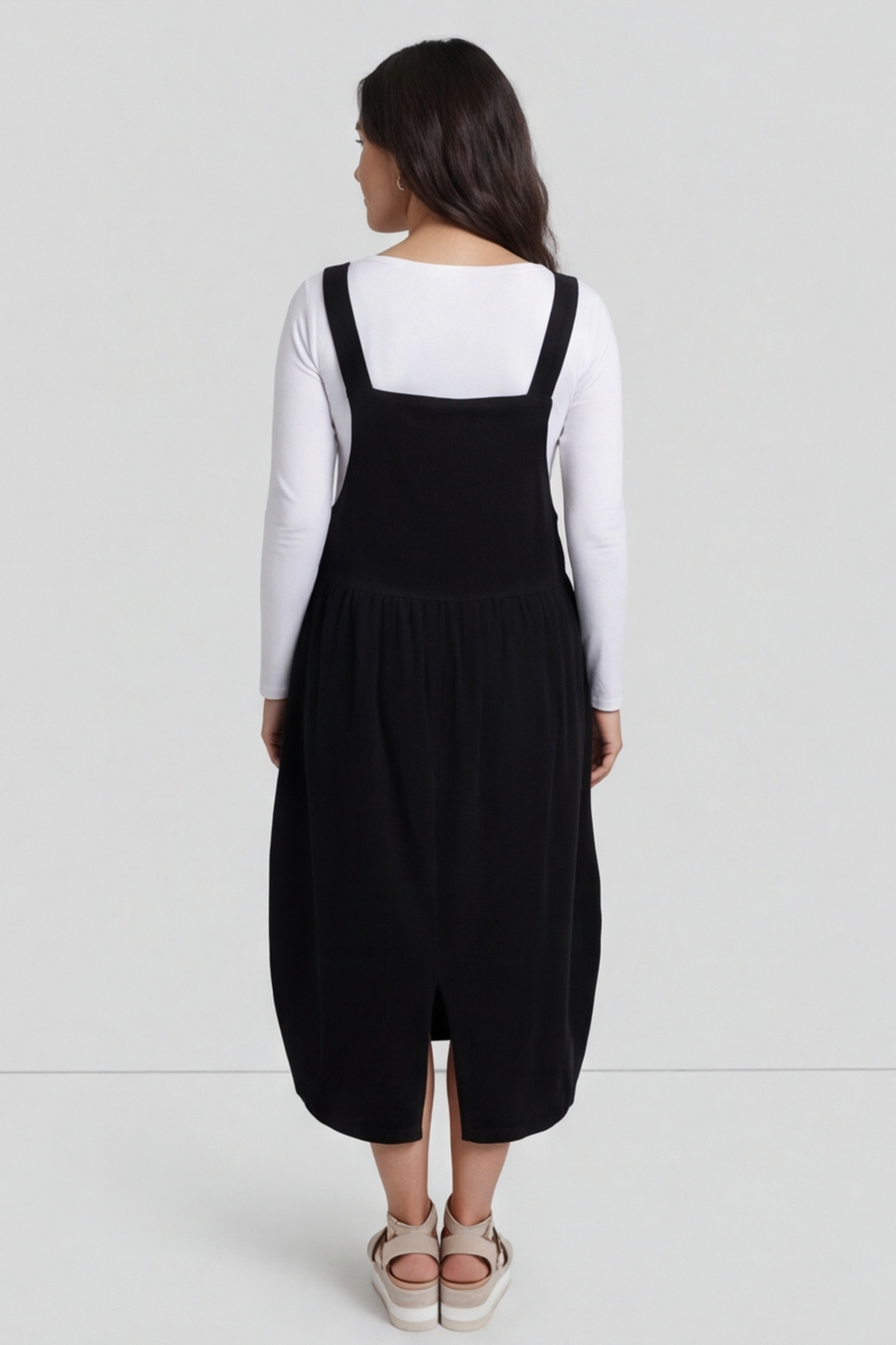 Meredith Needlecord Pinafore Black