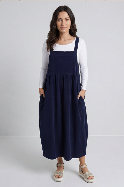 Meredith Needlecord Pinafore Navy - Image 2