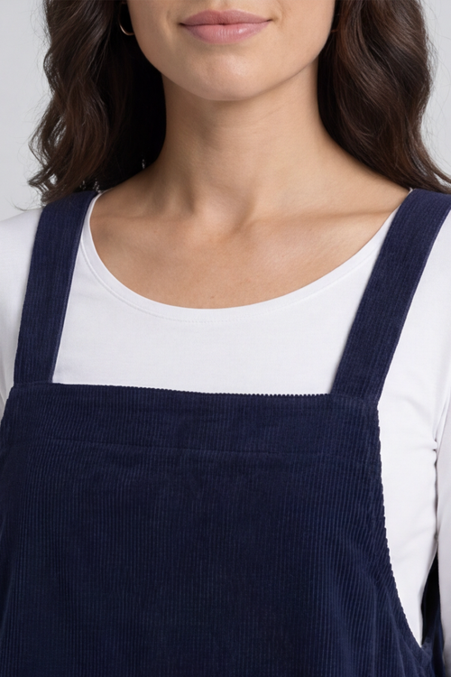 Meredith Needlecord Pinafore Navy - Image 3