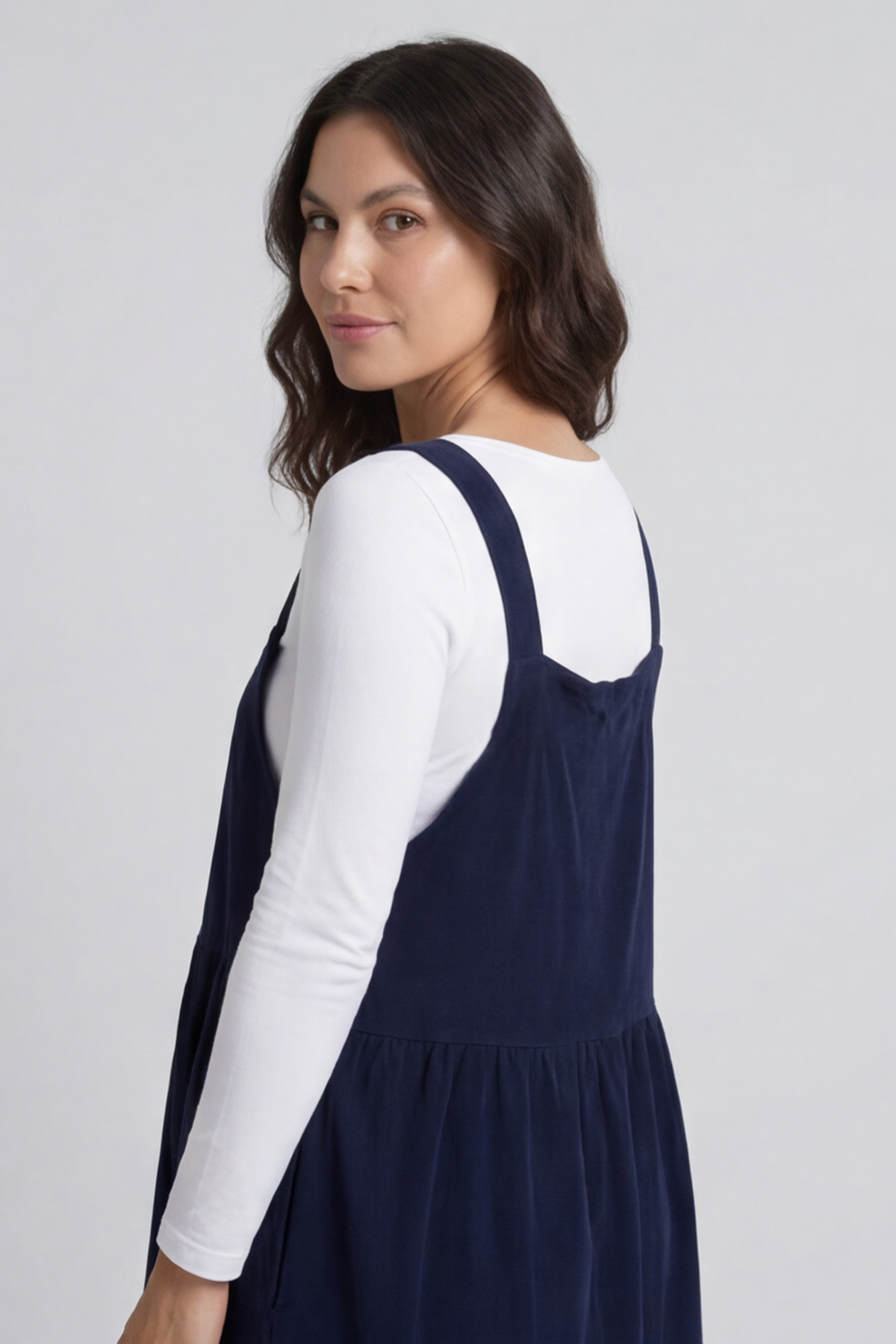 Meredith Needlecord Pinafore Navy