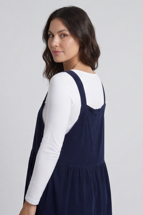 Meredith Needlecord Pinafore Navy - Image 5