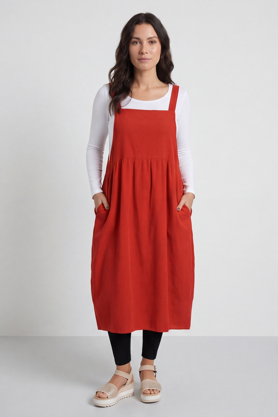 Meredith Needlecord Pinafore Red