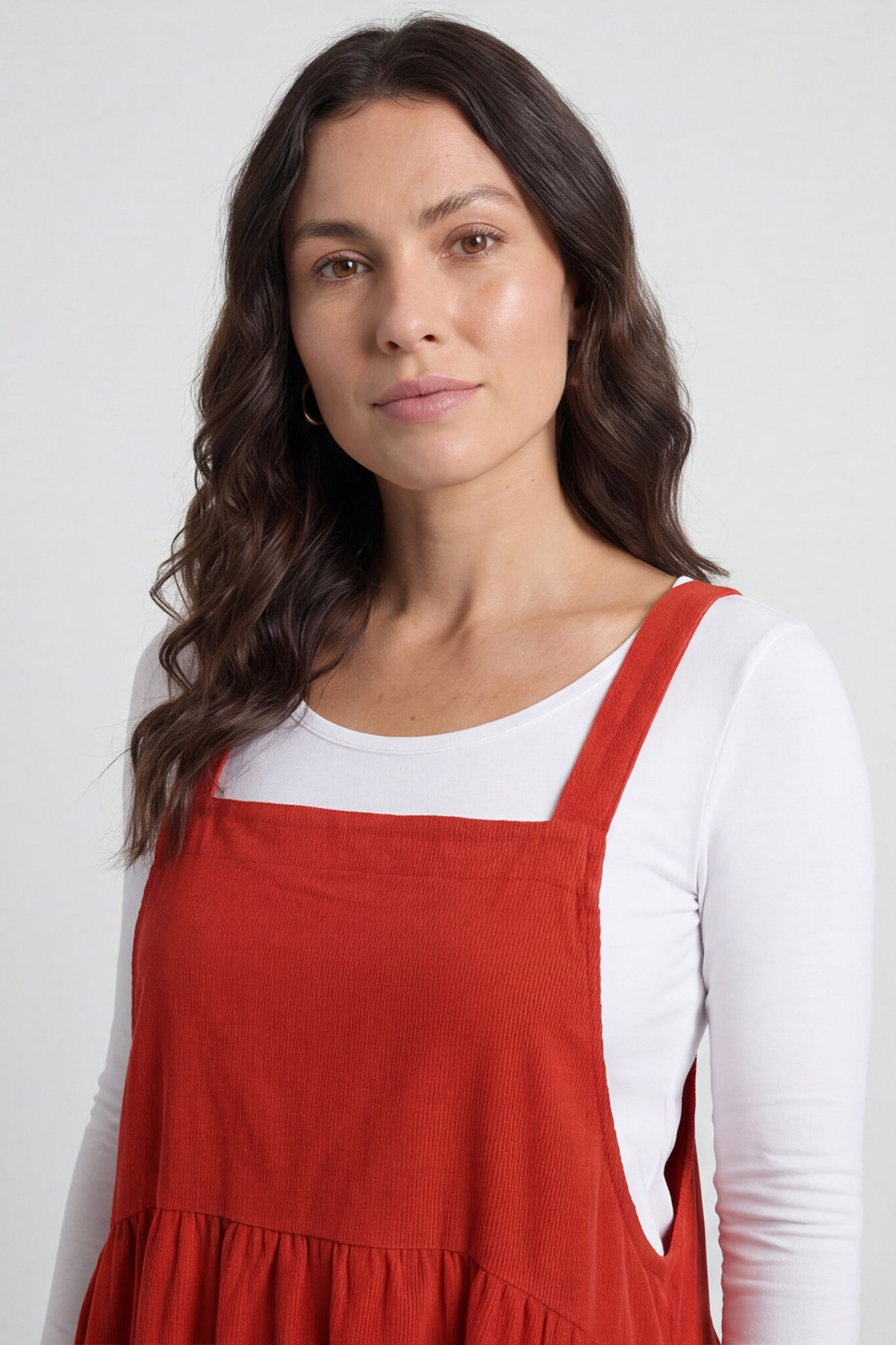 Meredith Needlecord Pinafore Red