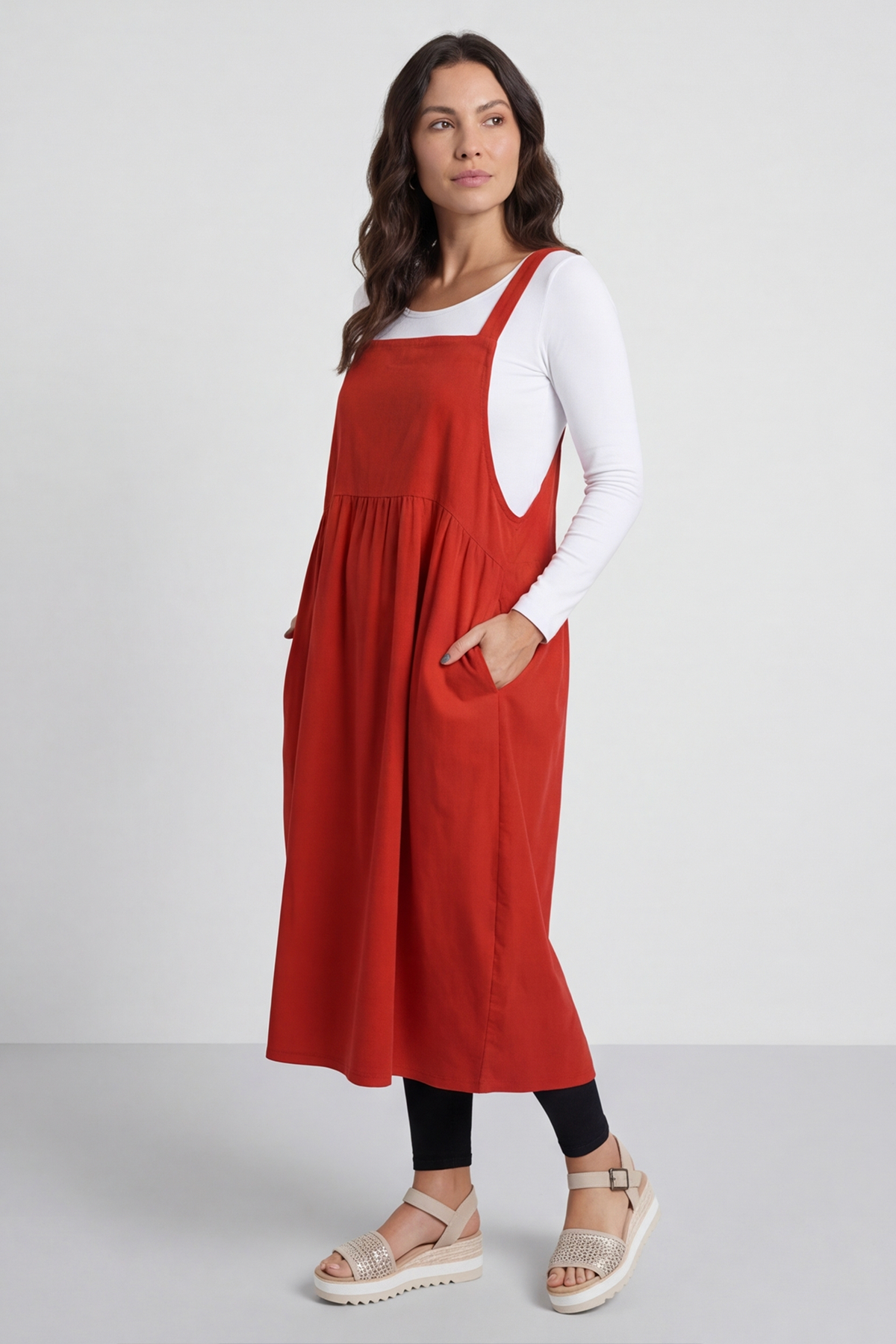 Meredith Needlecord Pinafore Red