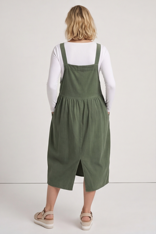 Meredith Needlecord Pinafore Khaki - Image 4