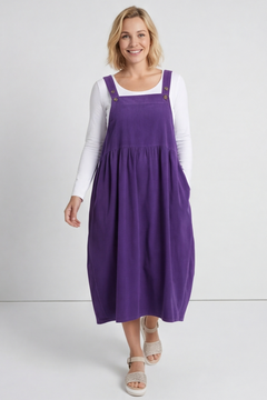Meredith Needlecord Pinafore Dark Purple