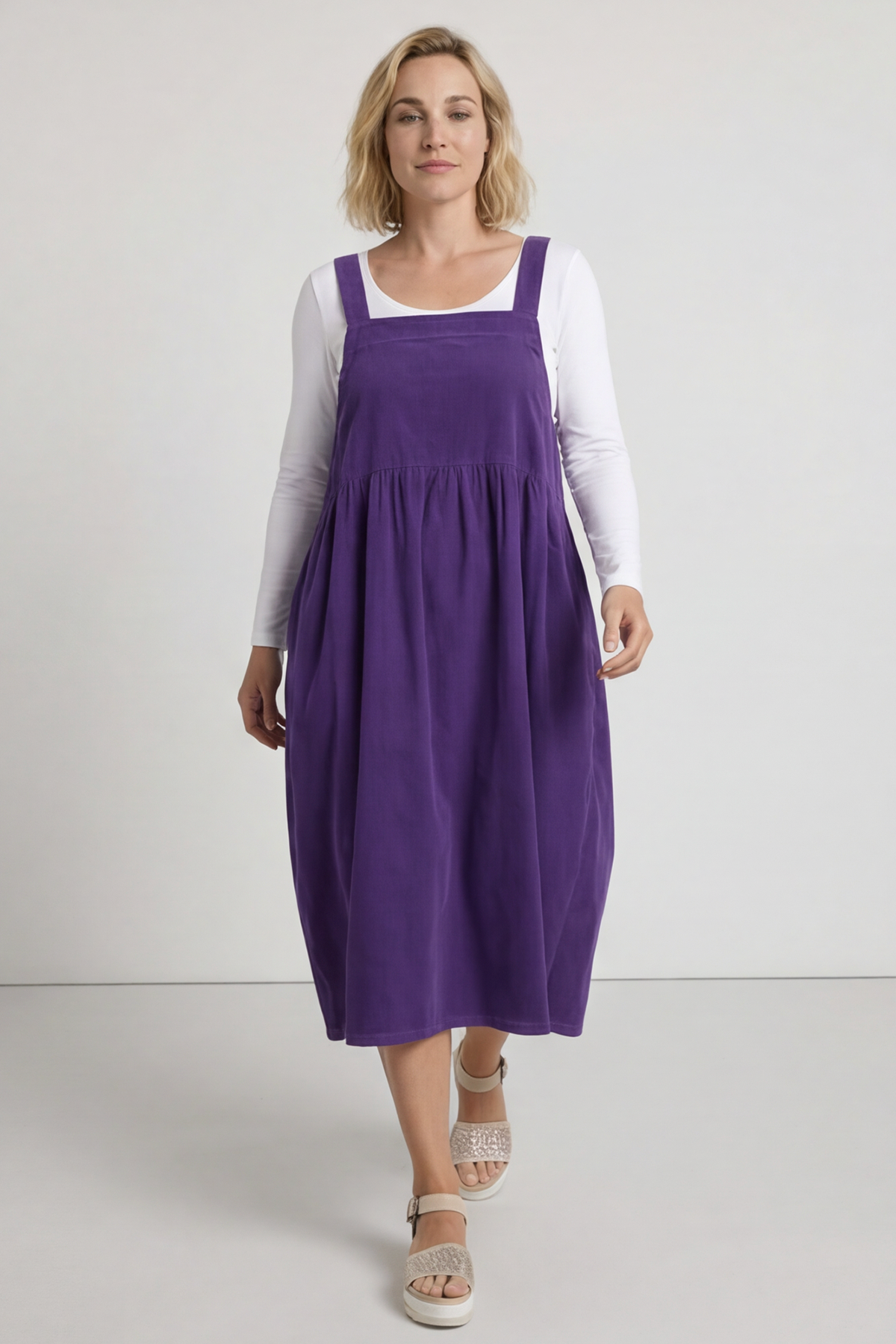 Meredith Needlecord Pinafore Dark Purple