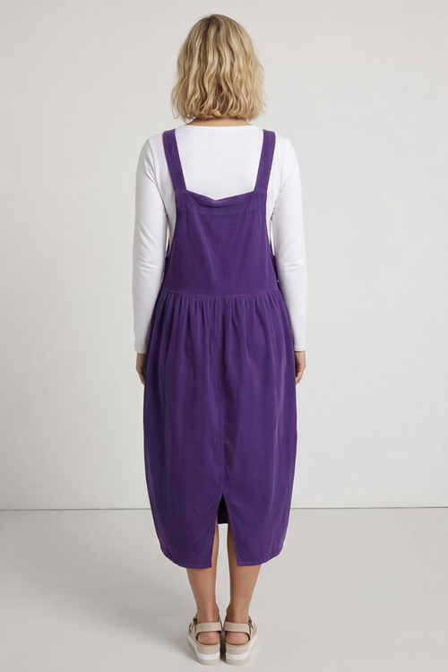 Meredith Needlecord Pinafore Dark Purple - Image 5