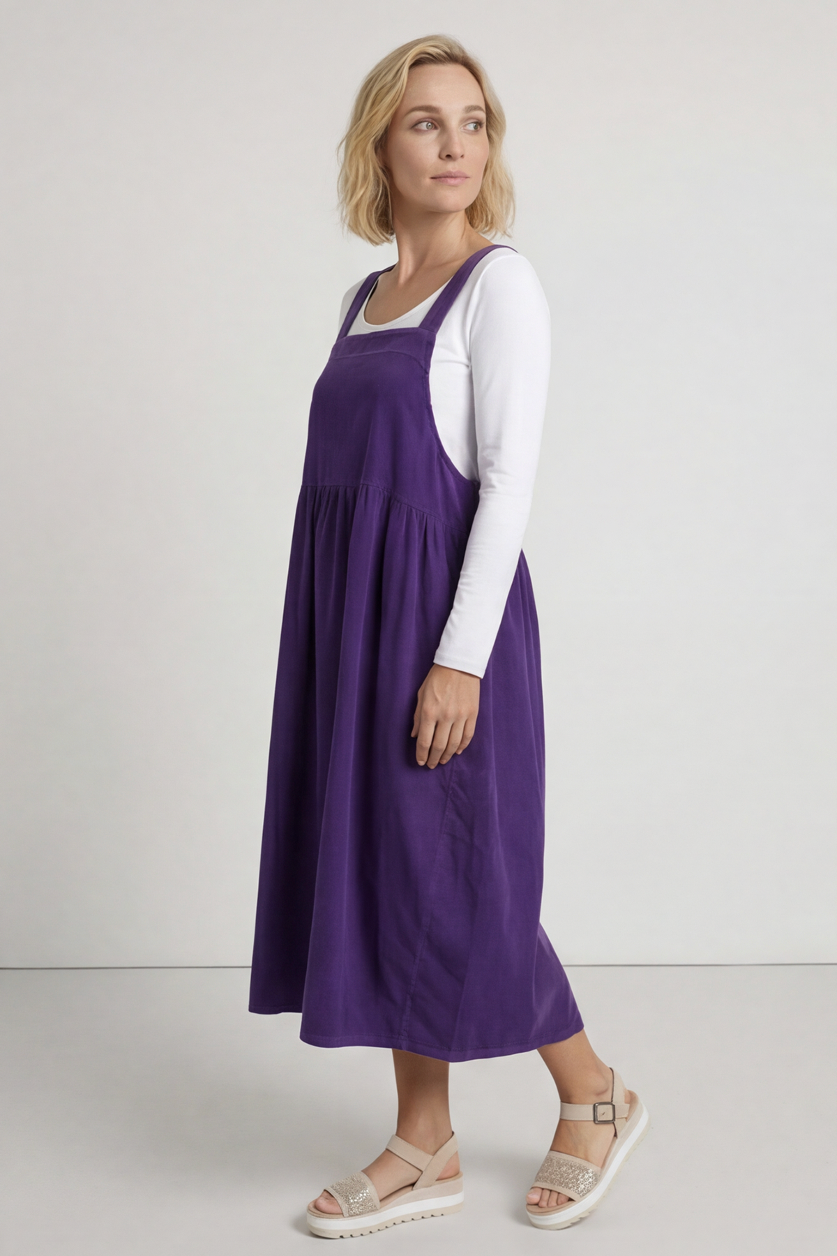 Meredith Needlecord Pinafore Dark Purple