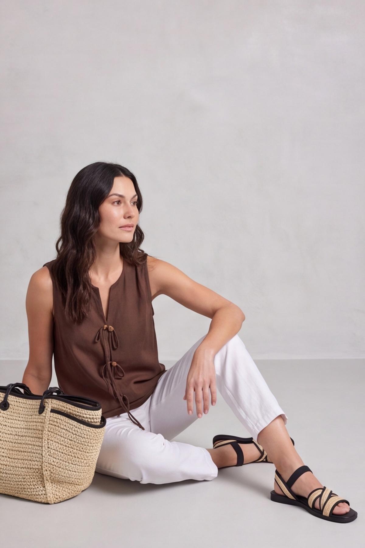Mia Cocoa Button Top