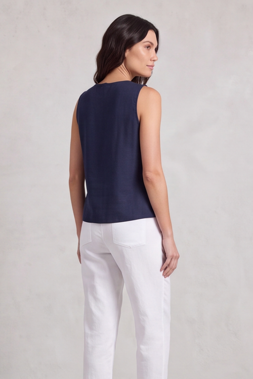 Mia Navy Button Top - Image 6