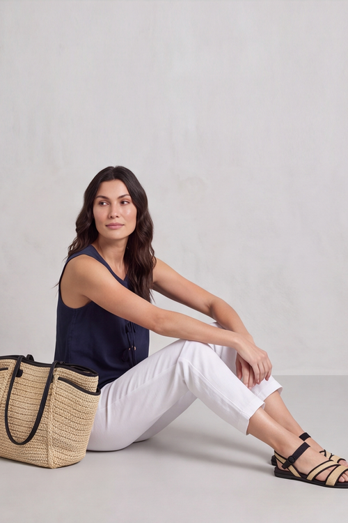 Mia Navy Button Top - Image 8
