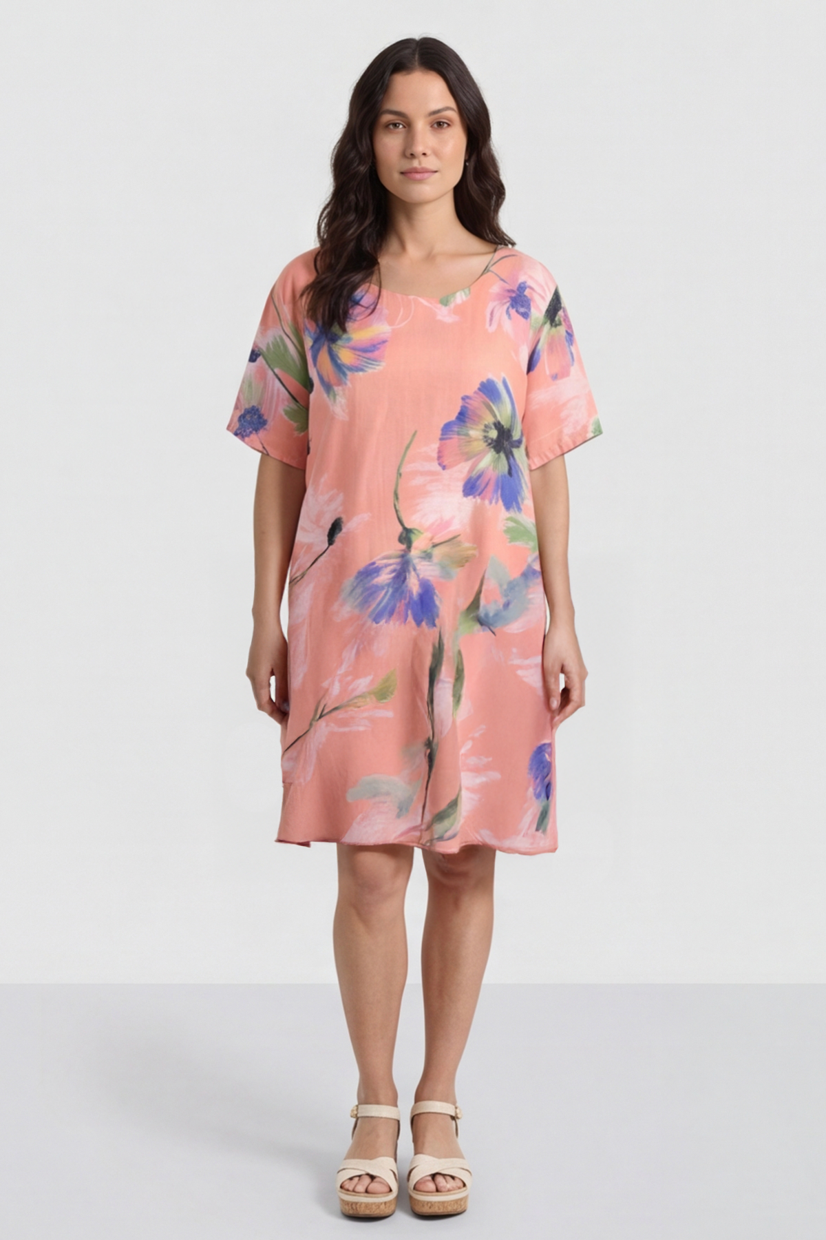 Milana Print Linen Dress Orange