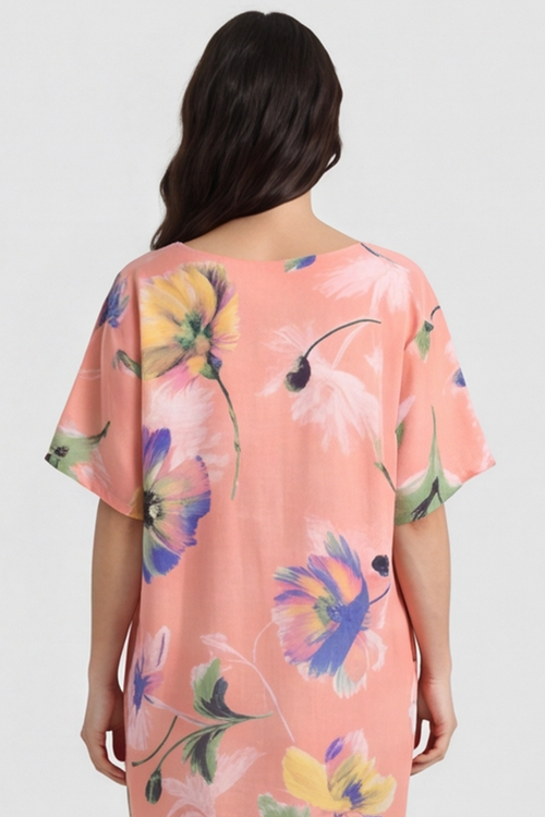 Milana Print Linen Dress Orange - Image 2