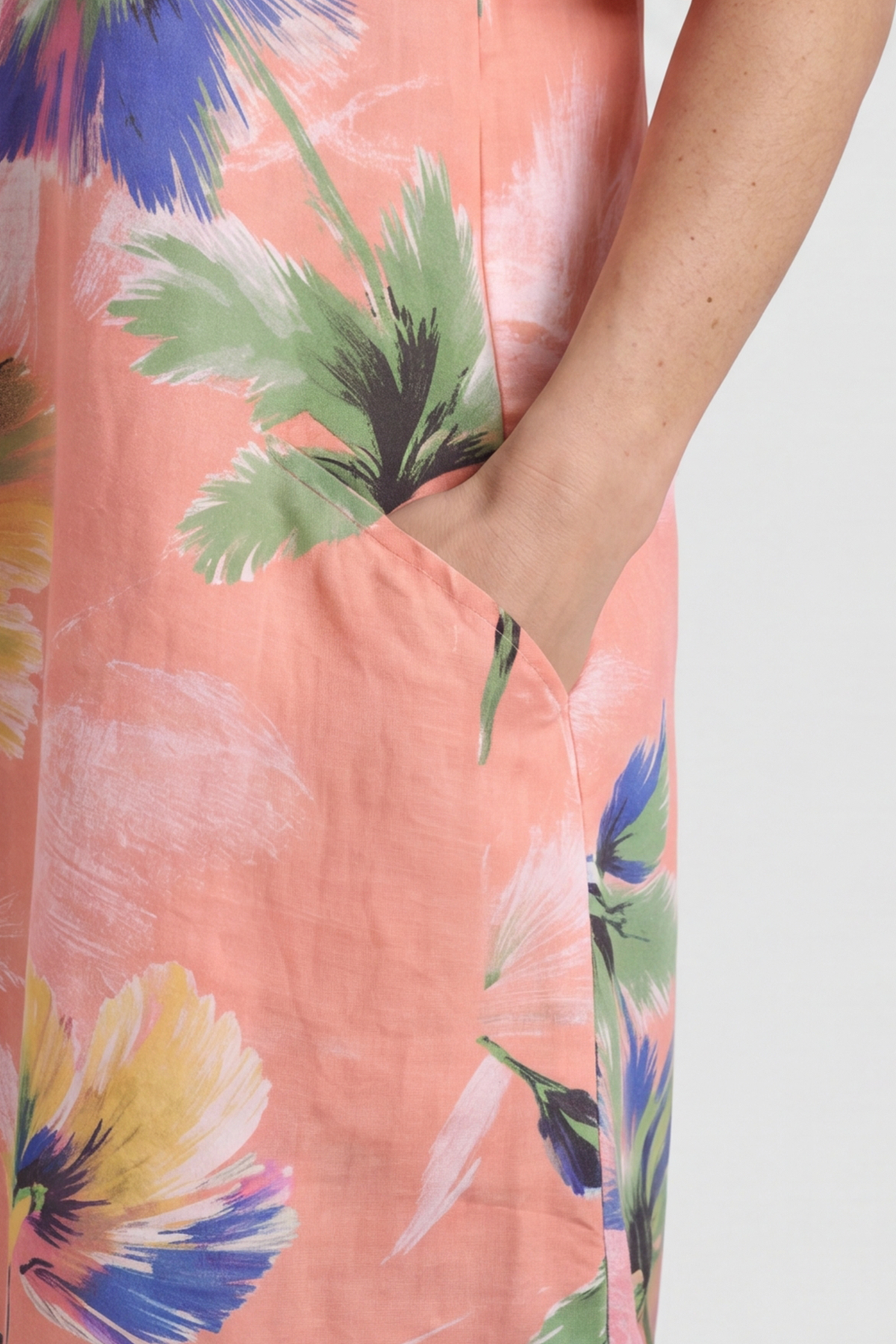 Milana Print Linen Dress Orange