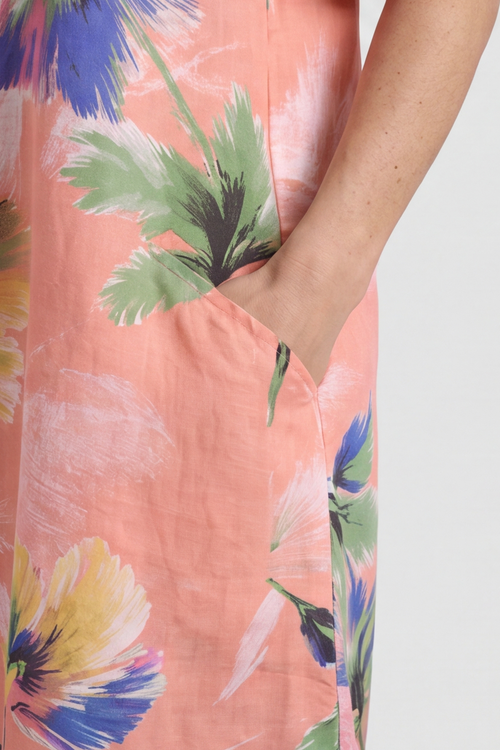 Milana Print Linen Dress Orange - Image 4