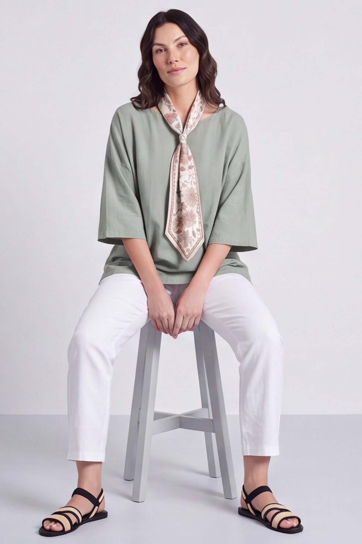 Lyra Khaki Scarf Top