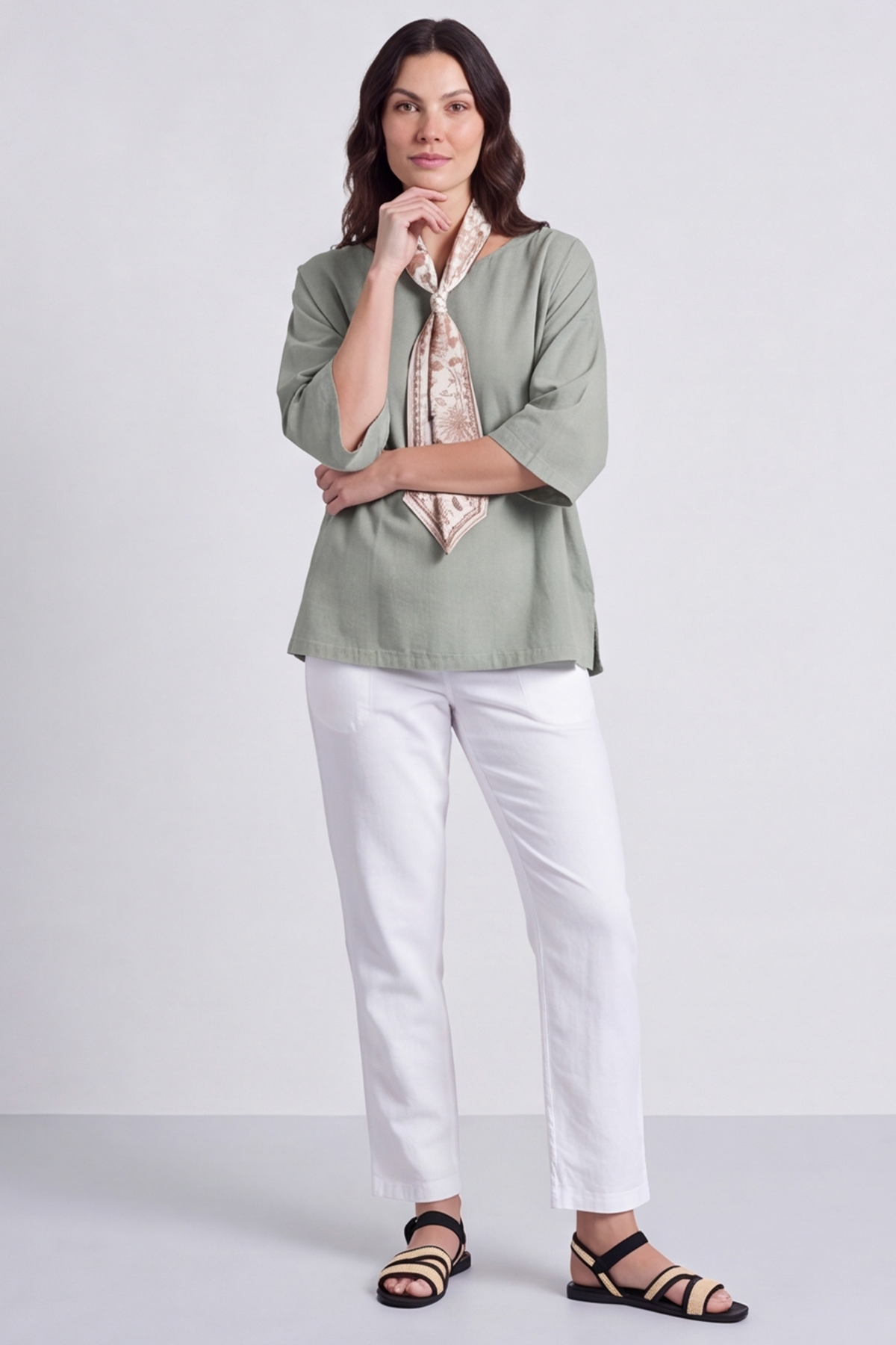 Lyra Khaki Scarf Top
