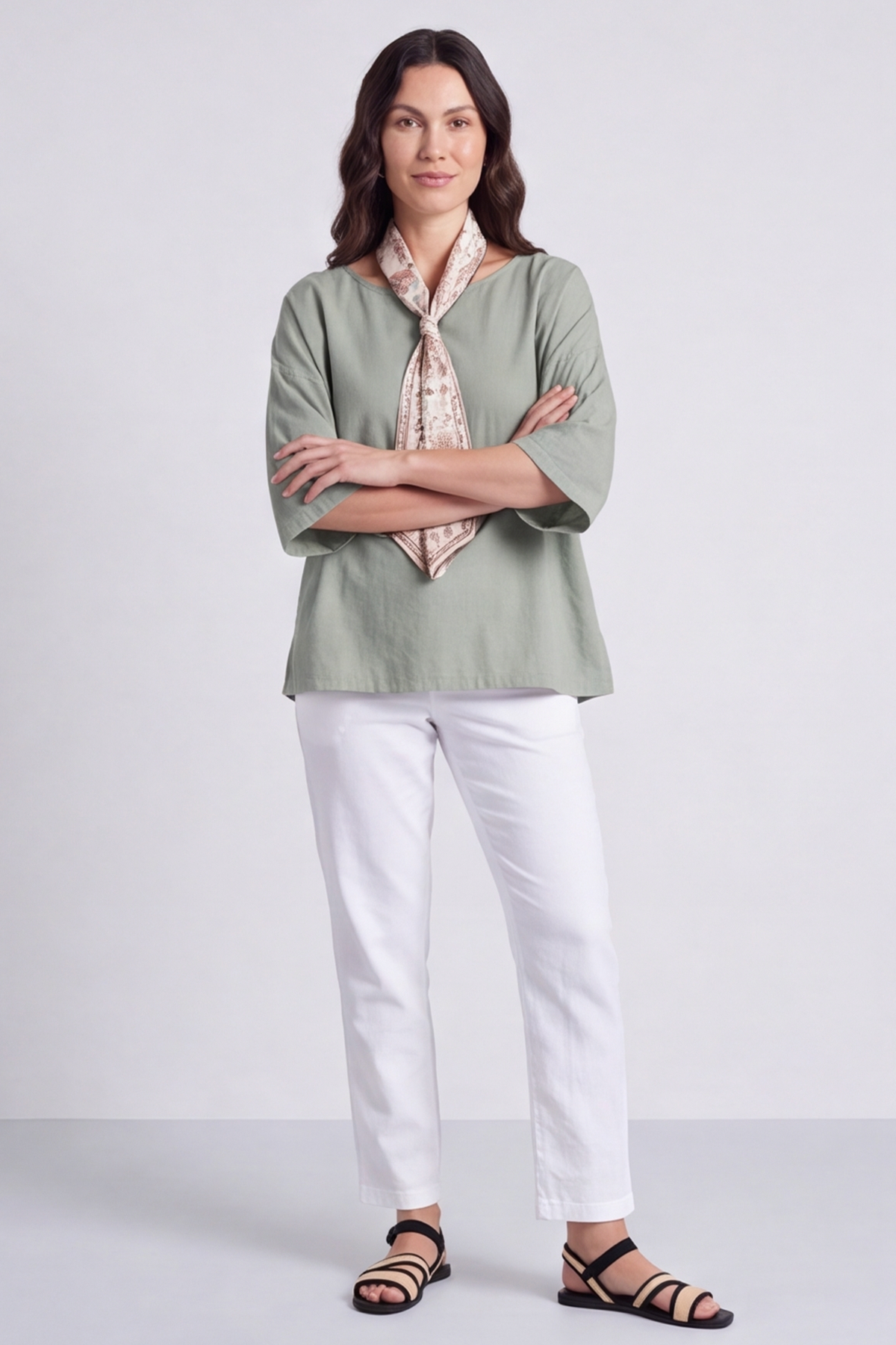 Lyra Khaki Scarf Top