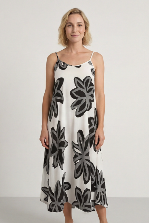 Miren Print Strap Dress Black - Image 1