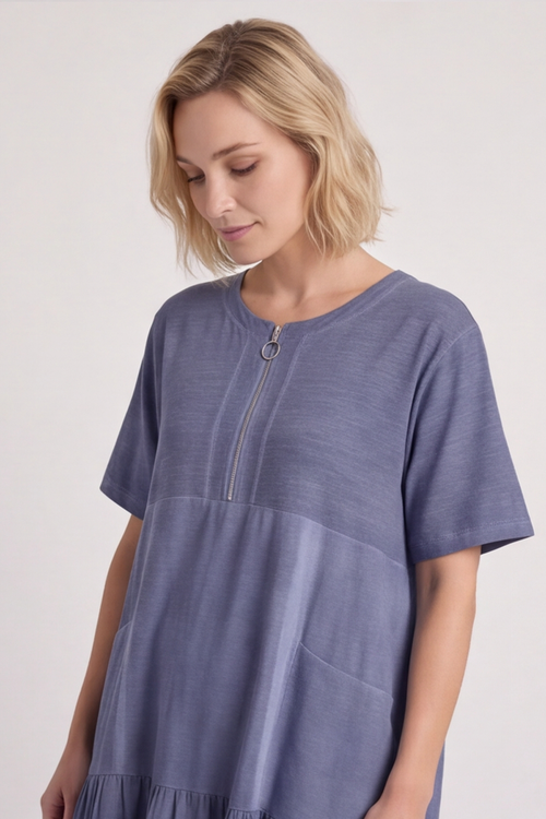 Monaco Zip Navy Maxi Dress - Image 2