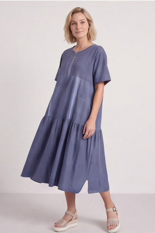 Monaco Zip Navy Maxi Dress - Image 7