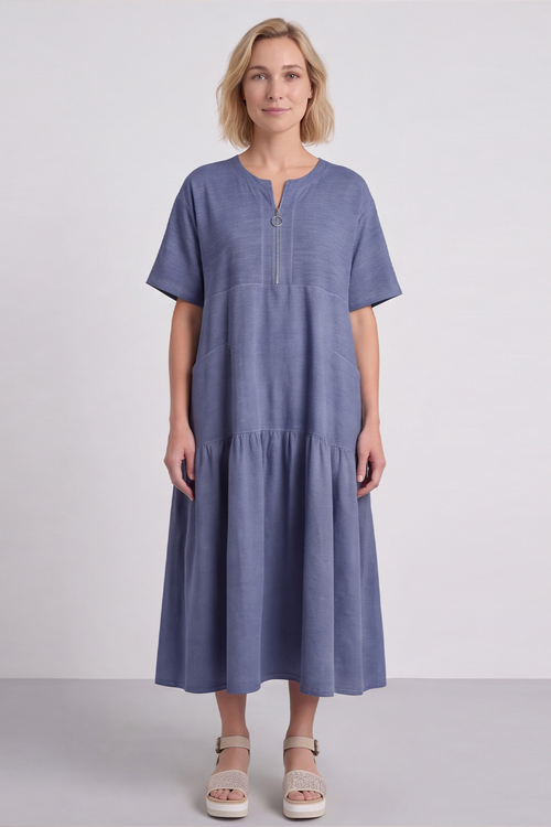 Monaco Zip Navy Maxi Dress - Image 8