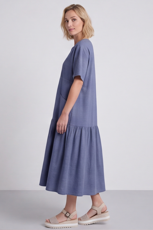 Monaco Zip Navy Maxi Dress - Image 9