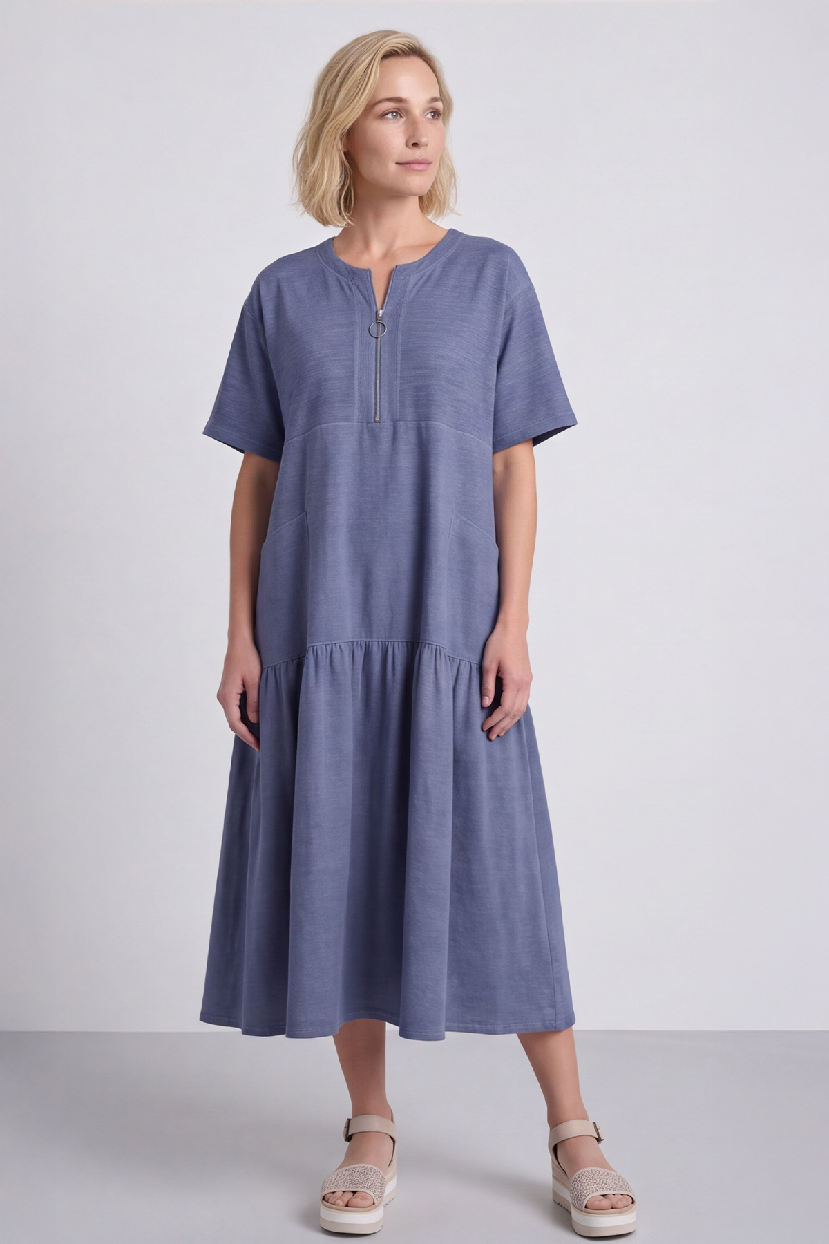 Monaco Zip Navy Maxi Dress