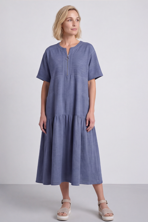 Monaco Zip Navy Maxi Dress - Image 1