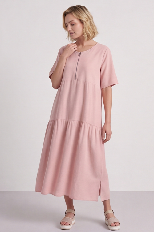 Monaco Zip Pink Maxi Dress - Image 4